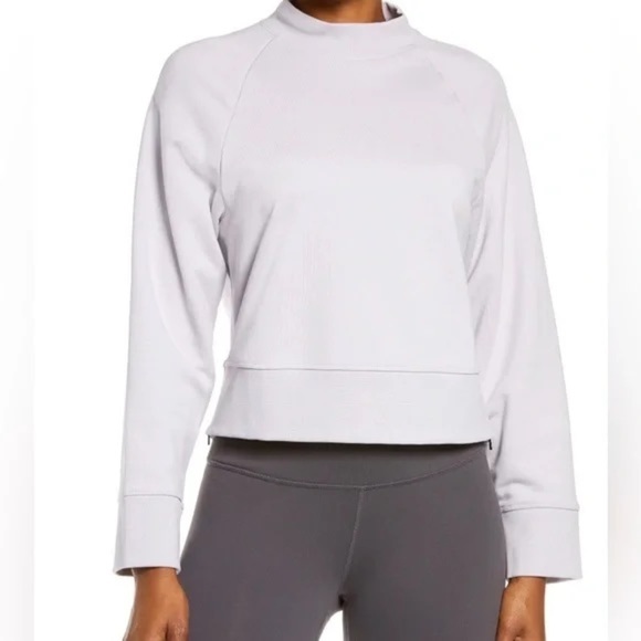 Lilac On-Running Cotton Mock Neck Sweatshirt with Zipper Side Slits Size XS - Picture 2 of 10